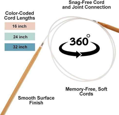 Clover Pro Takumi Circular Creetting Neitle Bamboo 32 بوصة حجم الولايات المتحدة 8 (5.00 مم) 3350 مع 10 علامات غرزة ملونة in Kuwait