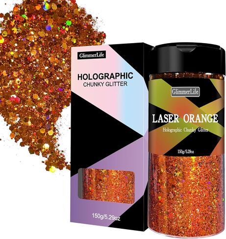 GlimmerLife Red Glitter, 150G/5.29OZ Glitter, Holographic Sequin Flake Bulk for Crafts, Craft Glitter for Resin, Mixed Chunky Fine Flakes Iridescent Nail Glitter Fe for Body, Face, Tumblers in Kuwait
