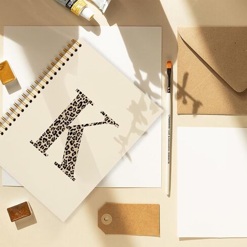 Leopard Initial Letter K Notebook Journal, Monogrammed Monogram Gifts for Women, Monogram Notebook Journal, Personalized Notebook, Preppy Boho Beige Spiral Notebook 5.5x8.3 in Kuwait