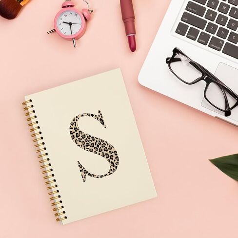 Leopard interive Letter Journal K Notebook Journal ، Monogrammed Monogram Gifts for Women ، Journal Monogram Notebook Journal ، Personalized Notebook ، Preppy Boho Beige Spiral Notebook 5.5x8.3 in Kuwait
