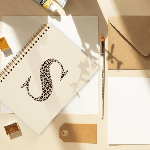 Leopard interive Letter Journal K Notebook Journal ، Monogrammed Monogram Gifts for Women ، Journal Monogram Notebook Journal ، Personalized Notebook ، Preppy Boho Beige Spiral Notebook 5.5x8.3 in Kuwait