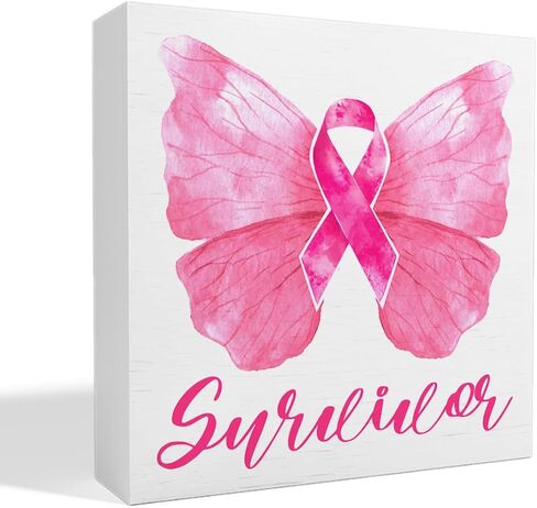 Breast Cancer Awareness Gifts for Women Friends, Breast Cancer Survivor Gifts Fight Breast Cancer Warrior Support Gifts, Breast Cancer Decor Wooden Box Sign, Breast Cancer Awareness in Kuwait