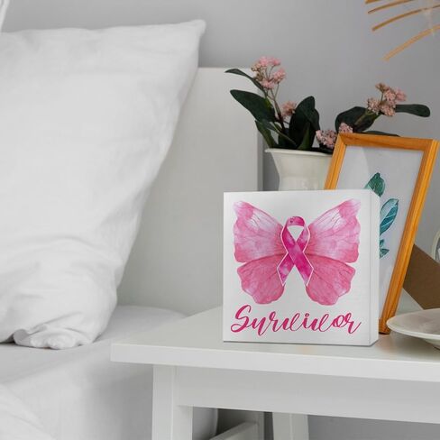 Breast Cancer Awareness Gifts for Women Friends, Breast Cancer Survivor Gifts Fight Breast Cancer Warrior Support Gifts, Breast Cancer Decor Wooden Box Sign, Breast Cancer Awareness in Kuwait