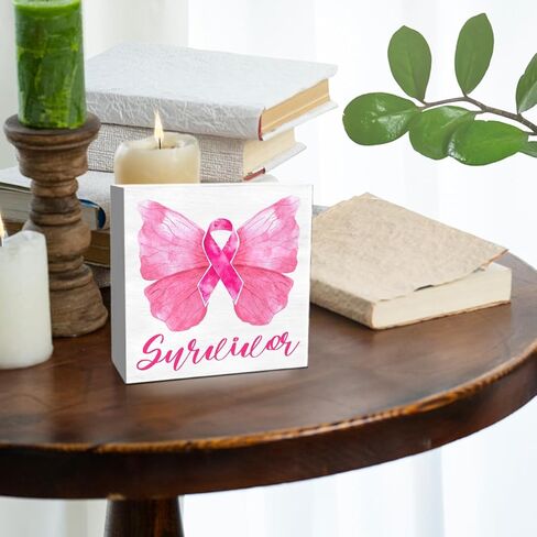 Breast Cancer Awareness Gifts for Women Friends, Breast Cancer Survivor Gifts Fight Breast Cancer Warrior Support Gifts, Breast Cancer Decor Wooden Box Sign, Breast Cancer Awareness in Kuwait