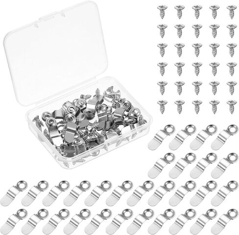 uxcell 50Pcs Picture Frame Turn Button, Frame Backing Fasteners with 50Pcs Screws, Frame Clips Hardware for Hanging Pictures Photos Posters, Silver in Saudi Arabia