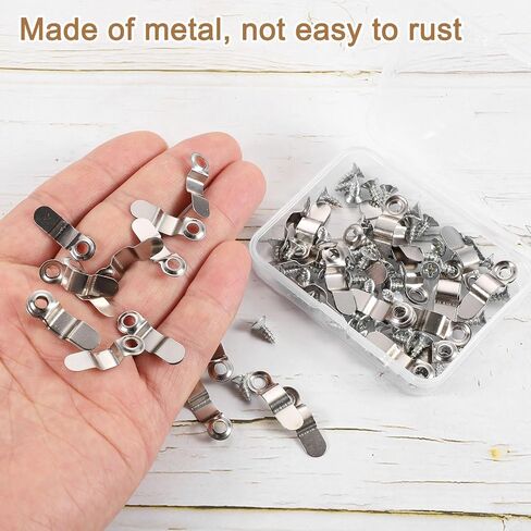 uxcell 50Pcs Picture Frame Turn Button, Frame Backing Fasteners with 50Pcs Screws, Frame Clips Hardware for Hanging Pictures Photos Posters, Silver in Saudi Arabia