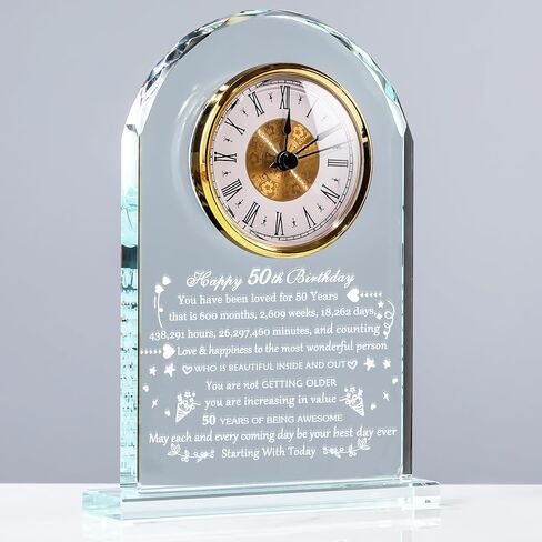 90th Birthday Clock Gifts for Women Men, Birthday Gifts Glass Clock Gifts for 90 Years Old (Battery not Included (90th Birthday) in Kuwait