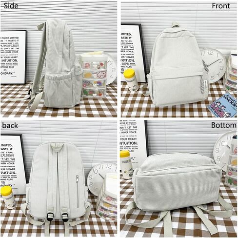 Lemoneye لطيف corduroy مزدوج - حقيبة الظهر الكتف للنساء ، حقيبة كمبيوتر محمول خفيفة الوزن ، رائعة للواقعية والسفر (أصفر) in Kuwait