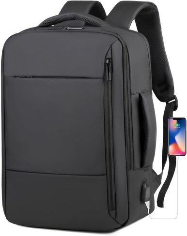 Travel Backpack for Men Women, Carry on Backpack, TSA 15.6 inch Laptop Backpack Flight Approved, Waterproof Personal Item Travel Bag, Business Work Weekender Bag Daypack Luggage - Black in Saudi Arabia