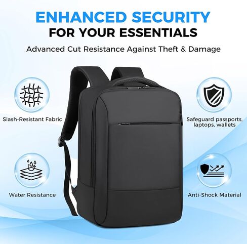 Travel Backpack for Men Women, Carry on Backpack, TSA 15.6 inch Laptop Backpack Flight Approved, Waterproof Personal Item Travel Bag, Business Work Weekender Bag Daypack Luggage - Black in Saudi Arabia