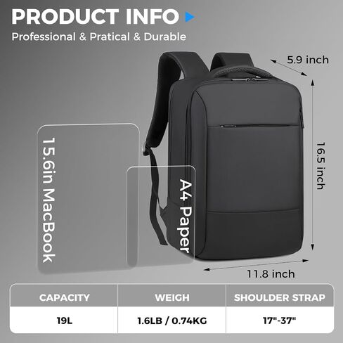 Travel Backpack for Men Women, Carry on Backpack, TSA 15.6 inch Laptop Backpack Flight Approved, Waterproof Personal Item Travel Bag, Business Work Weekender Bag Daypack Luggage - Black in Saudi Arabia