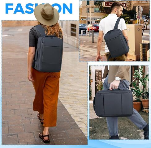 Travel Backpack for Men Women, Carry on Backpack, TSA 15.6 inch Laptop Backpack Flight Approved, Waterproof Personal Item Travel Bag, Business Work Weekender Bag Daypack Luggage - Black in Saudi Arabia