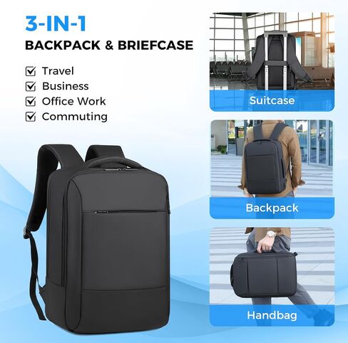 Travel Backpack for Men Women, Carry on Backpack, TSA 15.6 inch Laptop Backpack Flight Approved, Waterproof Personal Item Travel Bag, Business Work Weekender Bag Daypack Luggage - Black in Saudi Arabia