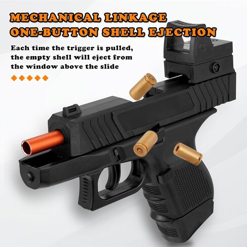 Soft Bullet Gun with Ejecting Shells, Realistic Toy Pistol for Boys, Tactical Toy Pistol with Scope, Birthday Gifts for Boys Girls Age 8+ (Black) in Saudi Arabia