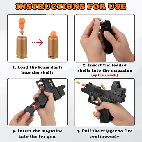 Soft Bullet Gun with Ejecting Shells, Realistic Toy Pistol for Boys, Tactical Toy Pistol with Scope, Birthday Gifts for Boys Girls Age 8+ (Black) in Saudi Arabia