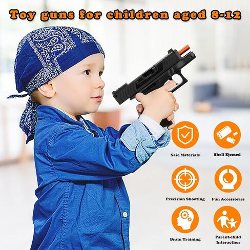 Soft Bullet Gun with Ejecting Shells, Realistic Toy Pistol for Boys, Tactical Toy Pistol with Scope, Birthday Gifts for Boys Girls Age 8+ (Black) in Saudi Arabia
