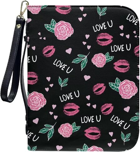 Brown Cow Floral Print Bible Case with Wristlet Strap Handle Waterproof Bible Carrying Case Large Size Bible Book Organizer Lightweight Bible Accessories Church Bag for Women Men, XL in Saudi Arabia
