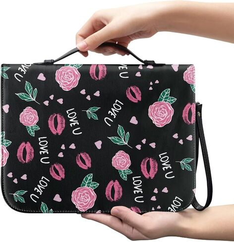 Brown Cow Floral Print Bible Case with Wristlet Strap Handle Waterproof Bible Carrying Case Large Size Bible Book Organizer Lightweight Bible Accessories Church Bag for Women Men, XL in Saudi Arabia