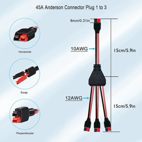XT60 to Anderson Connector Cable 12AWG XT60 Female to Anderson Adapter 45A for Solar Panels and Solar Panels to Portable Generators (1m). in Saudi Arabia