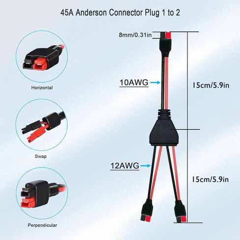 XT60 to Anderson Connector Cable 12AWG XT60 Female to Anderson Adapter 45A for Solar Panels and Solar Panels to Portable Generators (1m). in Saudi Arabia