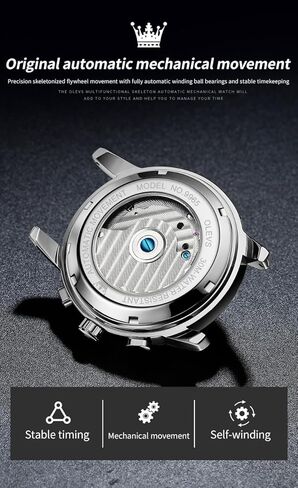 OLEVS Mens Automatic Watches Green Mechanical Watches for Men No Battery Date Waterproof Self Winding Watch Mens Luxury Moon Phase Man Wristwatch Stainless Steel Diver Reloje Hombre Calendar in Kuwait