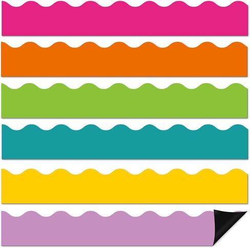 24pcs Boho Groovy Magnetic Bulletin Board Borders for Classrics Decorities Whiteboard Strips Colorfull Scalloped Trim Magnetic Porders للعودة إلى مدرس مدرس لوازم Office Door Chalkboard in Kuwait