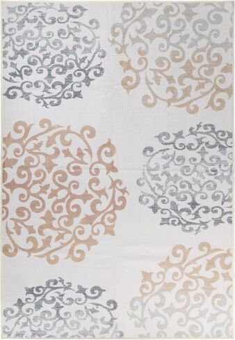 Superior Indoor Non-Slip Runner Rug, Floral Home Floor Decor for Bedroom, Living Room, Dining Room, Entryway, Kitchen, Office, Machine Washable Rugs, Amber Collection, 2' 7" x 6', Camel in Kuwait