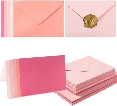 50 Pack Blue A6 Envelopes with Blank Cards Set, Envelopes 5 Colors with 4x6 Cardstock and Gold Stickers for Wedding Invitations ﻿ (Blue, 4x6) in Kuwait