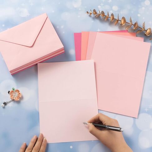 50 Pack Blue A6 Envelopes with Blank Cards Set, Envelopes 5 Colors with 4x6 Cardstock and Gold Stickers for Wedding Invitations ﻿ (Blue, 4x6) in Kuwait