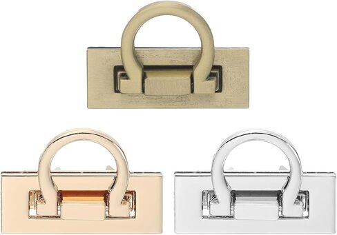 uxcell 3SET Turn Lock Clasp Kit ، اضغط على قفل Clasp Twist Twist Turn Locks Hardware Buckle Squares لصنع جلد المحفظة (46 × 33 مم ، والذهب ، والفضة ، والبرونز) in Saudi Arabia