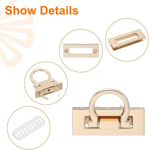 uxcell 3SET Turn Lock Clasp Kit ، اضغط على قفل Clasp Twist Twist Turn Locks Hardware Buckle Squares لصنع جلد المحفظة (46 × 33 مم ، والذهب ، والفضة ، والبرونز) in Saudi Arabia