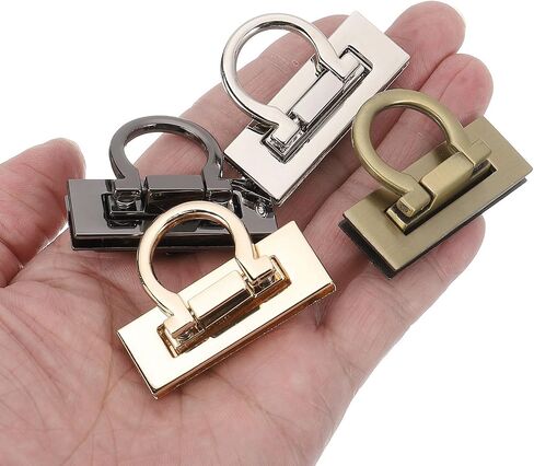 uxcell 3SET Turn Lock Clasp Kit ، اضغط على قفل Clasp Twist Twist Turn Locks Hardware Buckle Squares لصنع جلد المحفظة (46 × 33 مم ، والذهب ، والفضة ، والبرونز) in Saudi Arabia