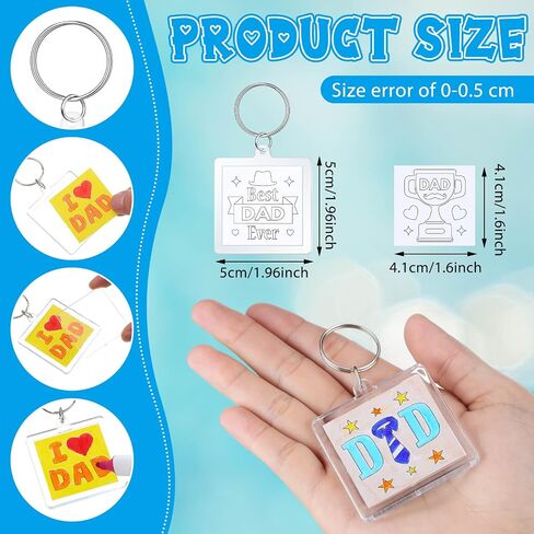 24 Pcs Acrylic Father's Day Keychains Crafts Color Your Own Dad Keychains Bulk DIY Best Dad Ever Paper Crafts Gifts Kit for Happy Father's Day Party Favor Gifts Activities in Saudi Arabia