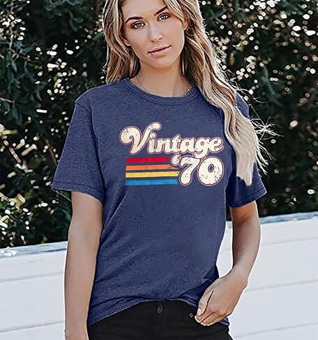 Women 55th Birthday Shirt Vintage 1970 Tshirt Fifty Five Bday Gift Casual Birthday Apparel Flower Graphic Tee Tops in Saudi Arabia