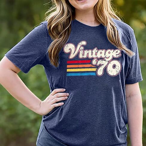 Women 55th Birthday Shirt Vintage 1970 Tshirt Fifty Five Bday Gift Casual Birthday Apparel Flower Graphic Tee Tops in Saudi Arabia