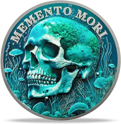 Memento Mori Coin Skull Raven Scythe Stoic Memento Vivere Coin Amor Fati Meti Medally Medallion Stoism Suvenir Token For Family Friends in Kuwait