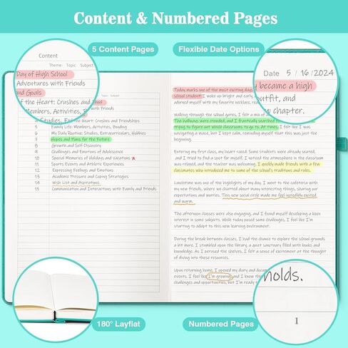 A5 المبطن دفتر المجلات ، 370 صفحة مرقمة مجلة جلدية سميكة للكتابة ، قضت الكلية دفتر غلاف لاعب في العمل ، المدرسة مع ورقة 100GSM ، مجلة الكتابة للنساء ، الرجال (5.75 "× 8.38" الأزرق) in Kuwait