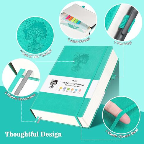 A5 المبطن دفتر المجلات ، 370 صفحة مرقمة مجلة جلدية سميكة للكتابة ، قضت الكلية دفتر غلاف لاعب في العمل ، المدرسة مع ورقة 100GSM ، مجلة الكتابة للنساء ، الرجال (5.75 "× 8.38" الأزرق) in Kuwait