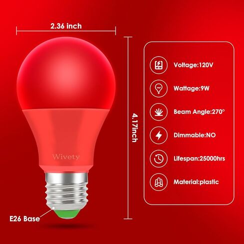 Blue Light Bulb, A19 E26 Base, 9W LED Blue Lightbulbs for Outdoor Porch, Indoor Party Decoration, Holiday Lighting, Halloween Decor, Christmas Decoration, (6 Packs) in Saudi Arabia