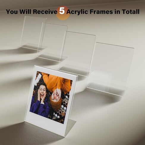 3.5x4.25 Inch Mini Photo Frame Holder for Polaroid Now i-Type/600/SX-70, Acrylic Picture Frame for Polaroid OneStep+/Instax Wide 400/300/200/210/ Films, Desktop Mini Photo Display (5 Packs) in Kuwait