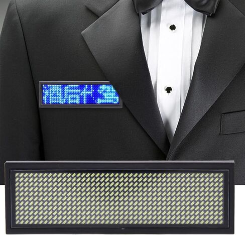 Message Tag Name Badge Mini LED Digital Programmable Scrolling Name Message Tag Badge with Magnet Pin 10 Display Animations Label (Blue) in Saudi Arabia
