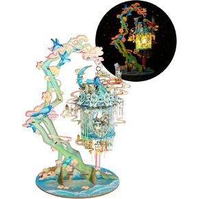 Mu Moon Palace 3D Metal Buzzles للبالغين للبناء مع حامل الإضاءة ، ومجموعات Metal Model Build