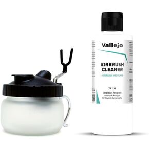 Vallejo - Bundle Airbrush Cleaning Pot + Airbrush Cleaner for Acrylic Paints 200 ml. (6.76 fl.oz.)