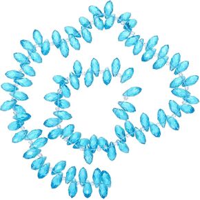 PATIKIL 2 Strands 180-190Pcs Teardrop Crystal Beads, 12x6mm Faceted Teardrop Briolette Horizontal Glass Beads Loose Bead for Bracelet Jewelry Making, Emerald Green