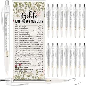 50 Pcs Christian Church Pens Bulk Bible Verse Ballpoint Pens Books of The Bible Rollout Paper Pen Mothers Day Gifts for Women Sunday School Teacher(Emergency Numbers)