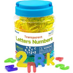 ألعاب الجدول الخفيف 66 PCS رأس المال الشفاف والحروف الصغيرة والأرقام ، والتلاعب في الجدول الخفيفة وملحقات الأطفال للأطفال