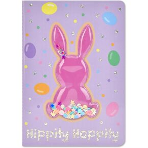 iscream hippity hoppity floating glitter heolographic eggraphic book-bound-page 5.75 "دفتر-أرنب عيد الفصح