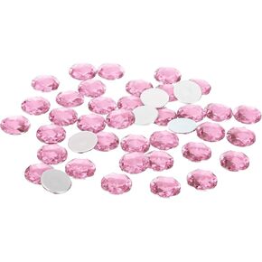 PATIKIL 25mm Flat Back Round Acrylic Rhinestones, 100 Pack Plastic Circle Gems for Jewelry Making Costume Embellishments Crafts, Rose Red