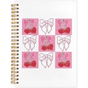 SNNDER Coquette Pink Bow Cherry Christian Notebook Journal, James 1:17 Bible Journal for Women, Church Notes Notebook, Prayer Journal for Woman, Scripture Hardcover Spiral Notebook 5.5x8.3 Inch
