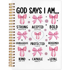 SNNDER Coquette Pink Bow Cherry Christian Notebook Journal, James 1:17 Bible Journal for Women, Church Notes Notebook, Prayer Journal for Woman, Scripture Hardcover Spiral Notebook 5.5x8.3 Inch in Saudi Arabia